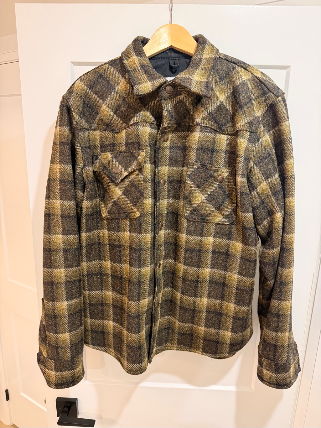 Black Bear Brand Harris Tweed Forest Green Plaid Western Over-Shirt